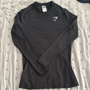 Black Gym-shark dry fit Long Sleeve Athletic Shirt